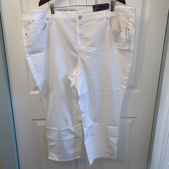 - Talbots NWT White Denim Straight Crop Jeans - Picture 2 of 9